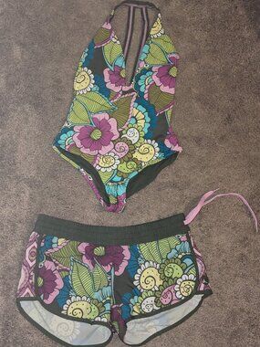 Wave Life Reversible One Piece Bathing Suit with Board Shorts